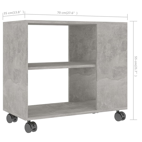 Gittel Wooden Side Table With Castors In Concrete Effect