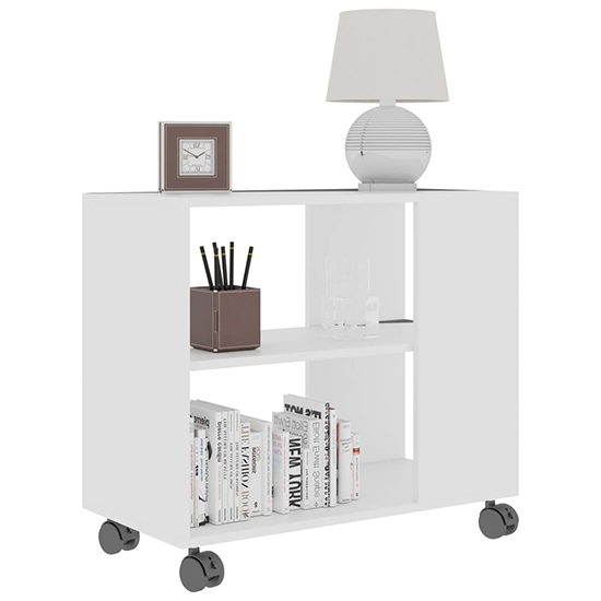 Gittel Wooden Side Table With Castors In White