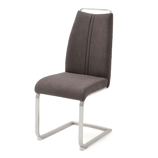 Giulia Fabric Cantilever Dining Chair In Brown