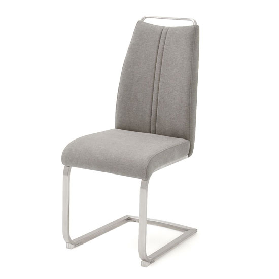Giulia Fabric Cantilever Dining Chair In Ice Grey
