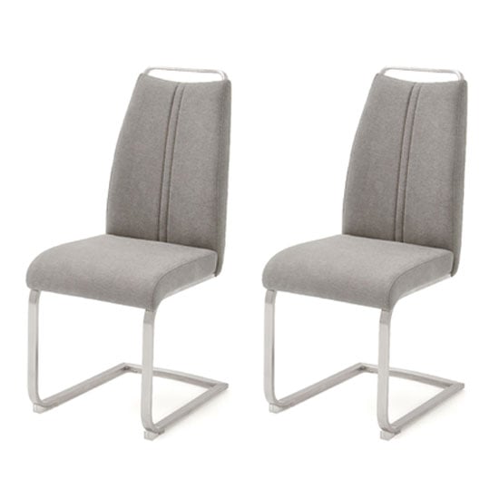 Giulia Ice Grey Fabric Cantilever Dining Chair In A Pair