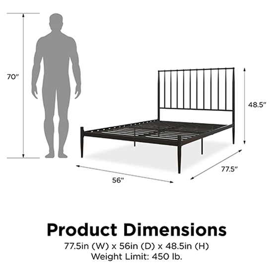 Giulio Metal Double Bed In Black