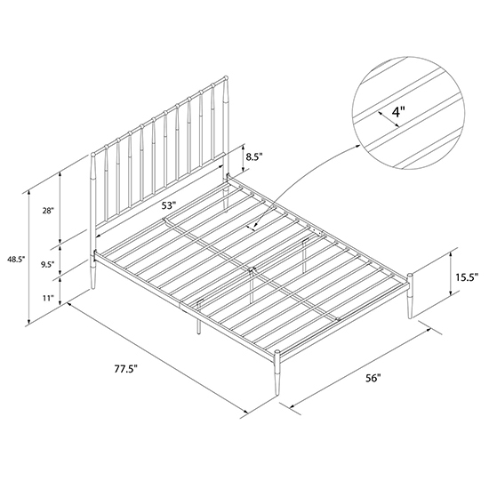 Giulio Metal Double Bed In Black