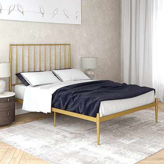 Giulio Metal Double Bed In Gold