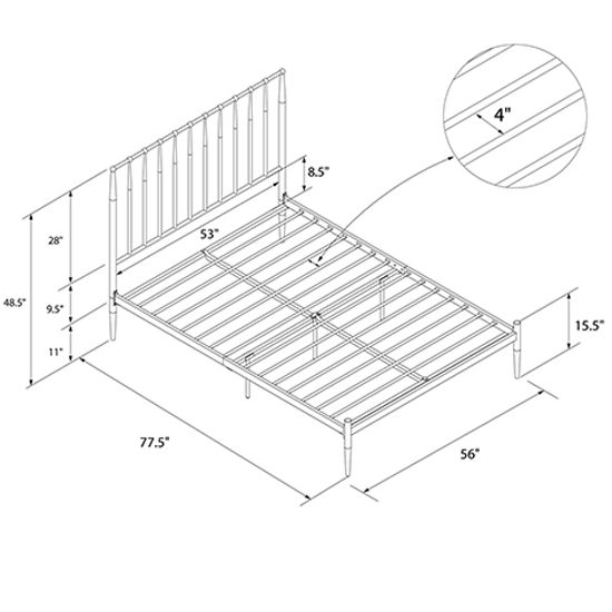 Giulio Metal King Size Bed In Gold