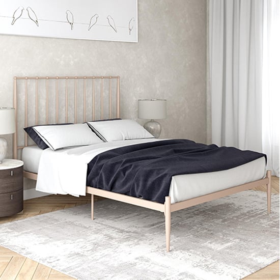 Read more about Giulio metal king size bed in millennial pink
