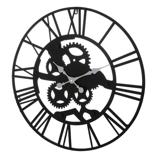 Givoa Metal Industrial Style Wall Clock In Black_2