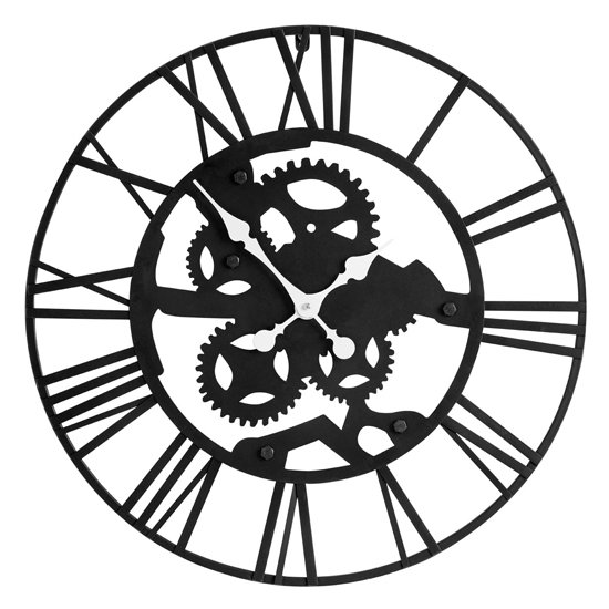 Product photograph of Givoa Metal Industrial Style Wall Clock In Black from Furniture in Fashion