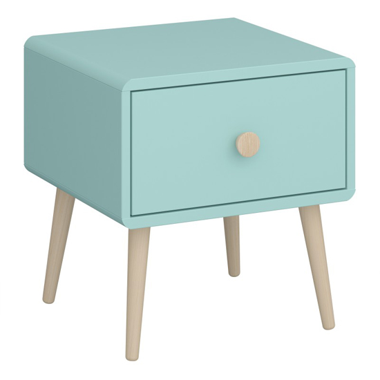 Read more about Giza wooden bedside table with 1 drawer in cool mint
