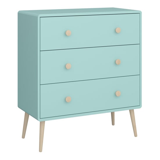 Giza Wooden Chest Of 3 Drawers In Cool Mint
