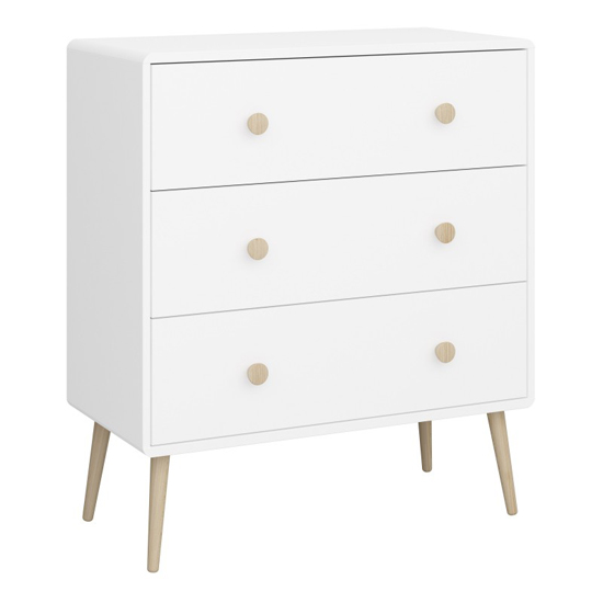 Giza Wooden Chest Of 3 Drawers In Pure White thumbnail