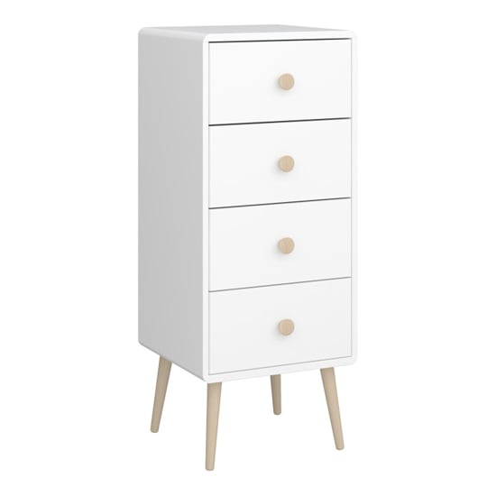 Giza Wooden Chest Of 4 Drawers In Pure White