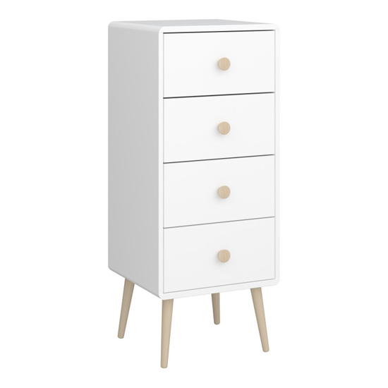 Giza Wooden Chest Of 4 Drawers In Pure White thumbnail