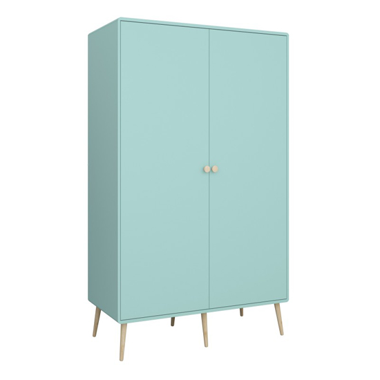 Product photograph of Giza Wooden Wardrobe With 2 Doors In Cool Mint from Furniture in Fashion