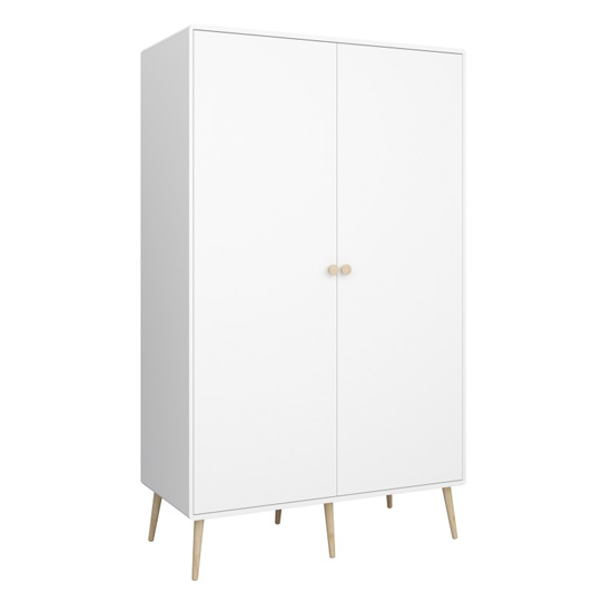Giza Wooden Wardrobe With 2 Doors In Pure White thumbnail