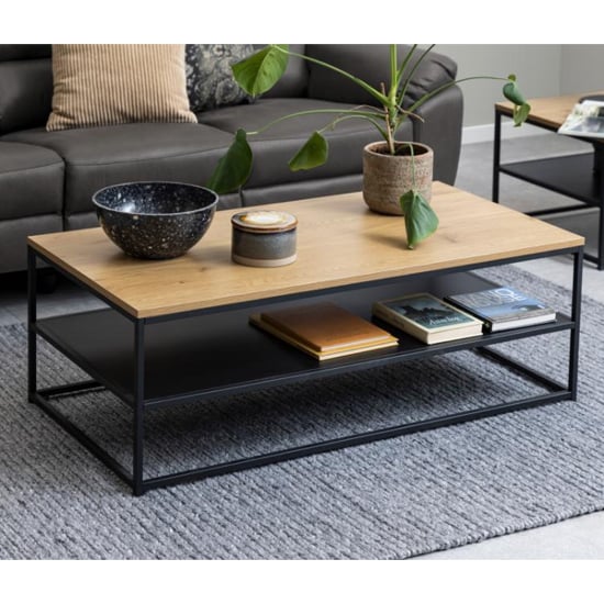 Read more about Giza wooden coffee table in matt wild oak with undershelf