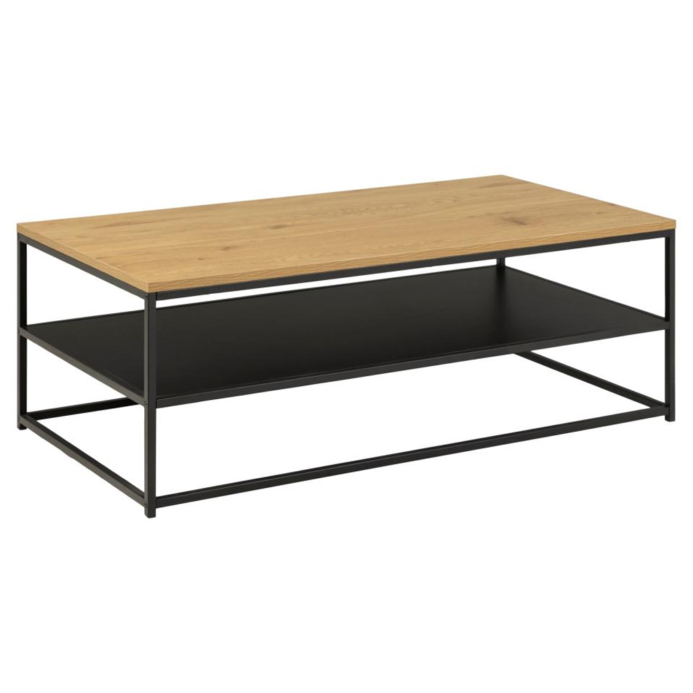 Giza Wooden Rectangular Coffee Table With Undershelf In Wild Oak