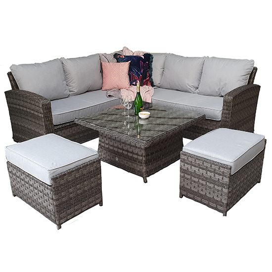 Gizeh Corner Sofa Set With Lift Table And 2 Ottomans In Grey_2