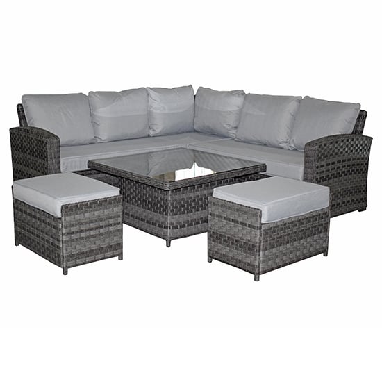 Gizeh Corner Sofa Set With Lift Table And 2 Ottomans In Grey_4