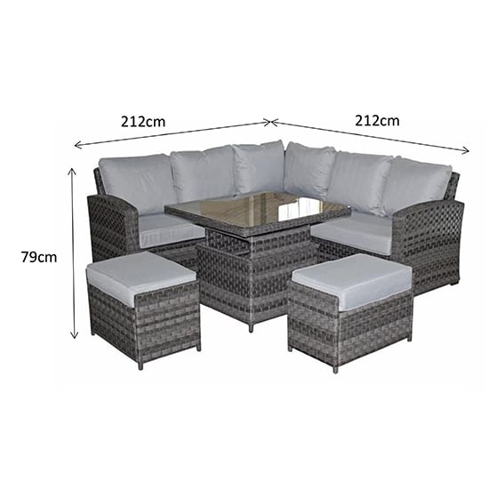 Gizeh Corner Sofa Set With Lift Table And 2 Ottomans In Grey_5