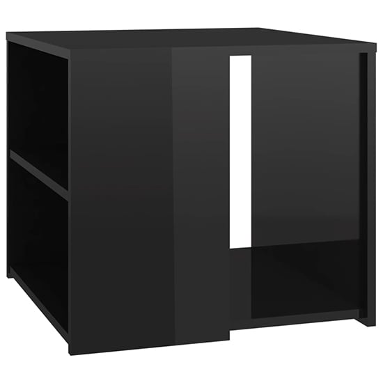 Gizela High Gloss Side Table With Shelves In Black_3