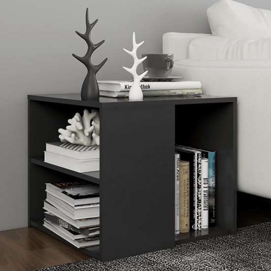 Read more about Gizela wooden side table with shelves in grey