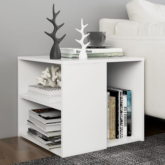 Gizela Wooden Side Table With Shelves In White_1