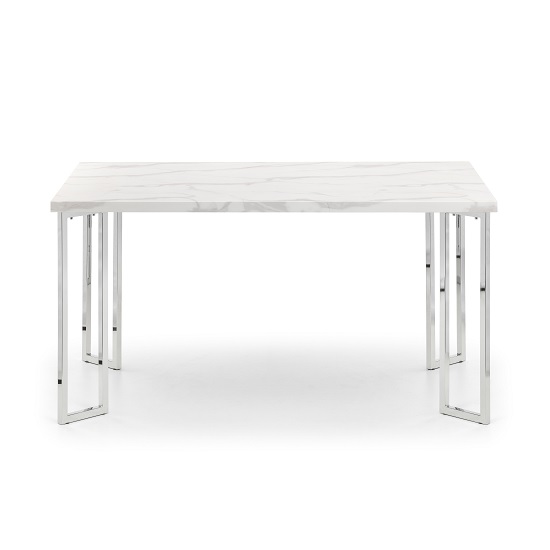 Read more about Pamuel marble effect dining table in white and steel frame