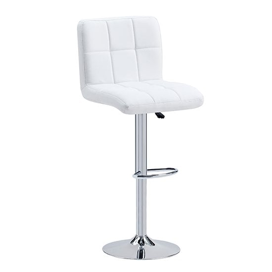 Glacier White High Gloss Bar Table With 4 Coco White Stools_3