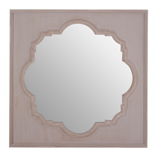 Gladiyas Quatrefoil Design Wall Mirror In Grey Wooden Frame