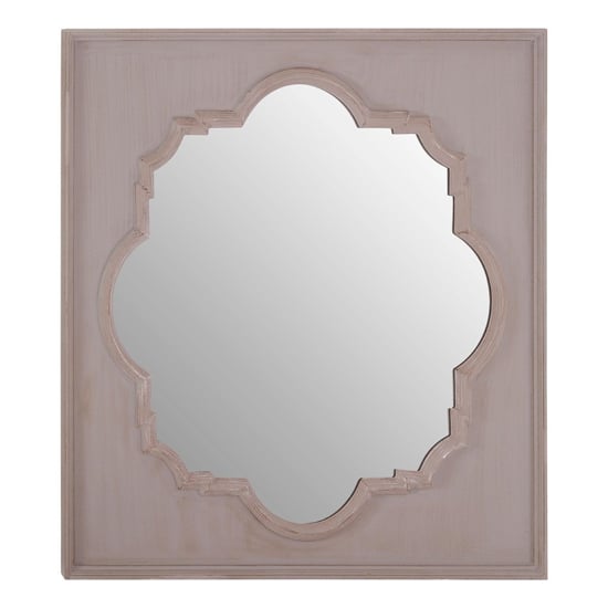 Photo of Gladiyas quatrefoil design wall mirror in grey wooden frame