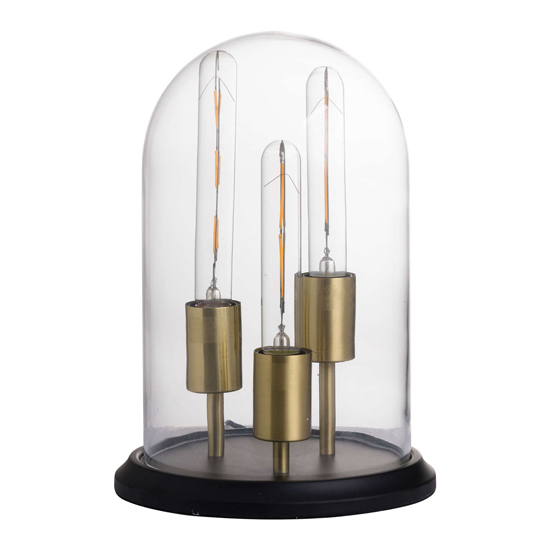 Glair Vintage Mirrored Triple Glow Table Lamp In Black And Brass_2