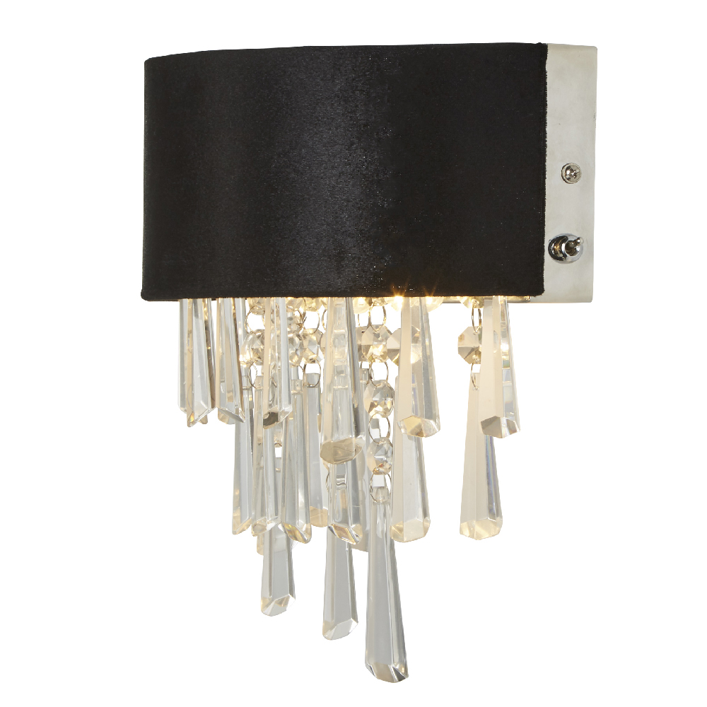 Read more about Glamour 2 light clear crystal wall light in black velvet