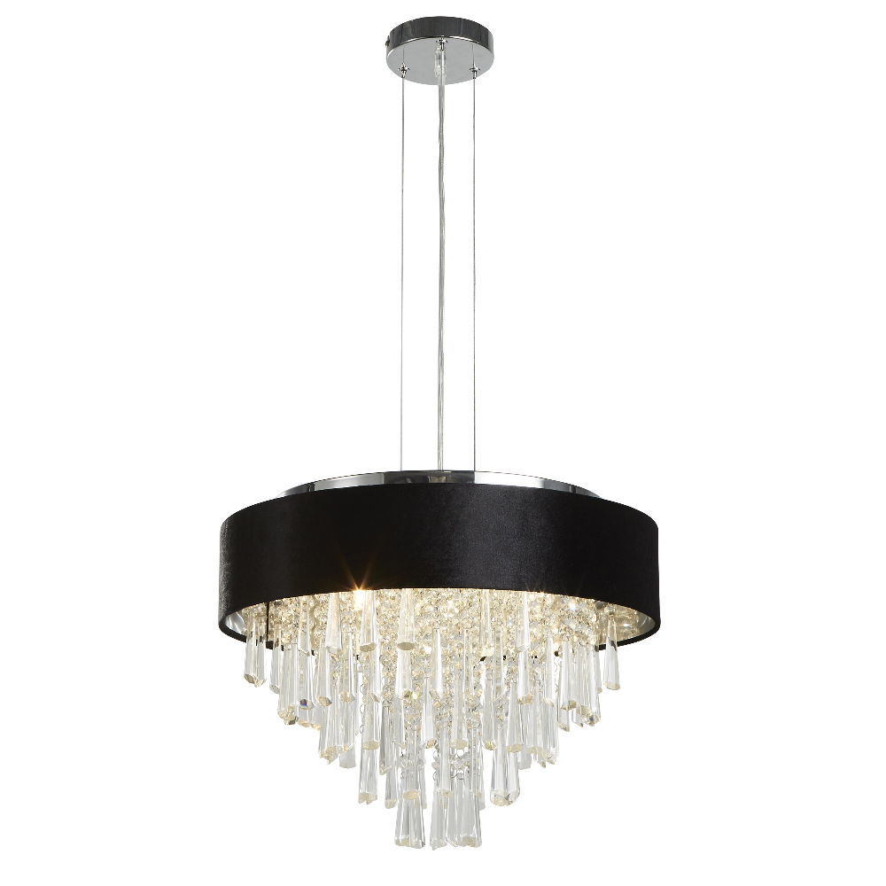 Read more about Glamour 5 light clear crystal pendant light in black velvet