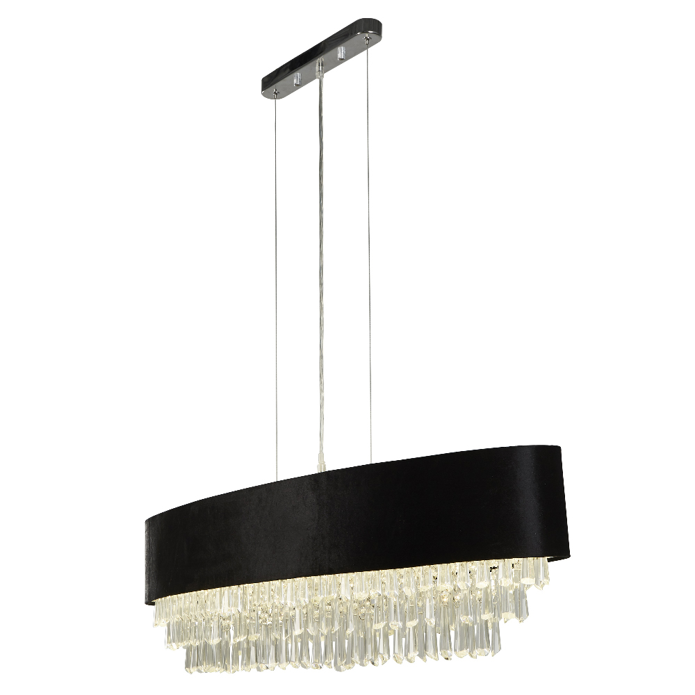 Read more about Glamour 8 light clear crystal pendant light in black velvet