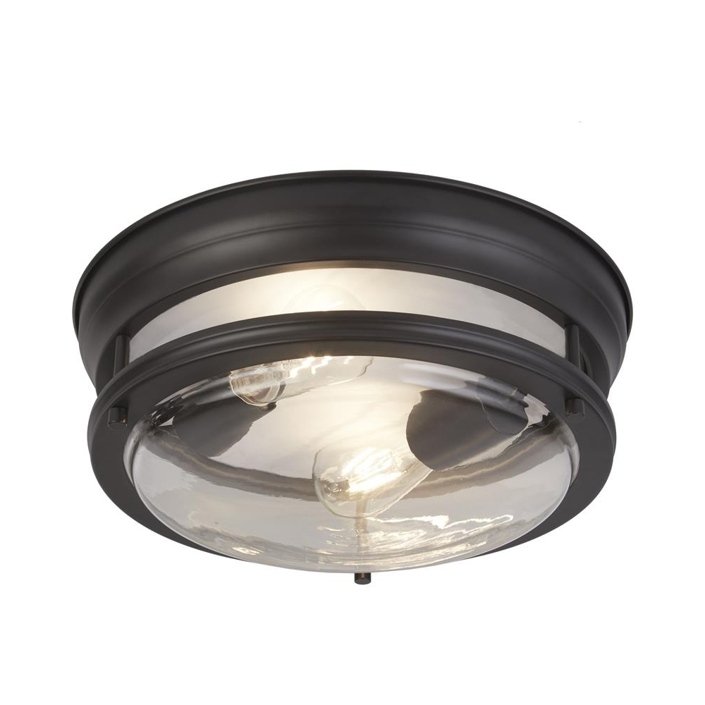 Read more about Glasgow 2 light clear glass shade flush light in black