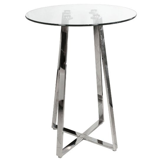 Round Clear Glass Chrome Table Kitchen Breakfast Dining Podium Bar Stand 1m 