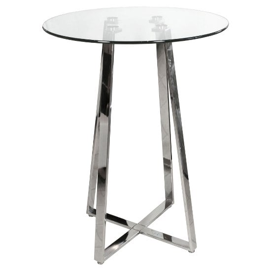 Poseur Round Clear Glass Bar Table With Chrome Base