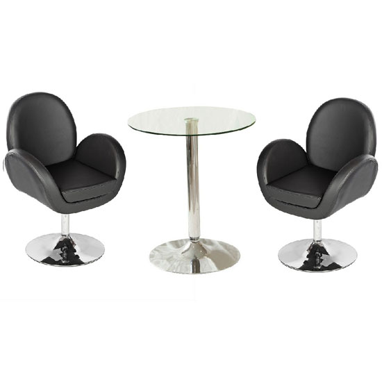 Vetro Bistro Table In Clear Glass Top With 2 Ego Black Bar Vetro Bistro Table In Clear Glass Top With 2 Ego Black Bar Stool