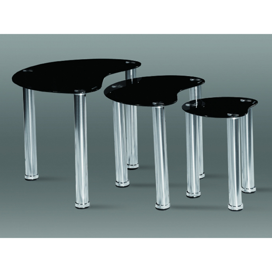 Product photograph of 3pc Black Heart Nest Of Tables from Furniture in Fashion