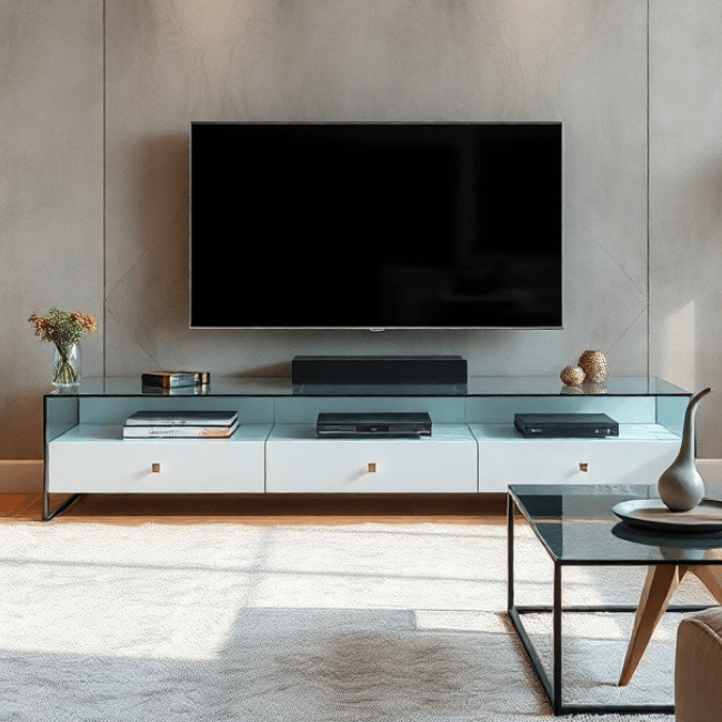 Modern Glass TV Stands, Units & Cabinets UK Sale