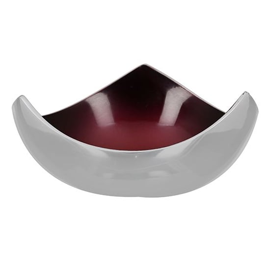 Product photograph of Glaze Aluminium Decorative Bowl In Burgundy And Silver from Furniture in Fashion