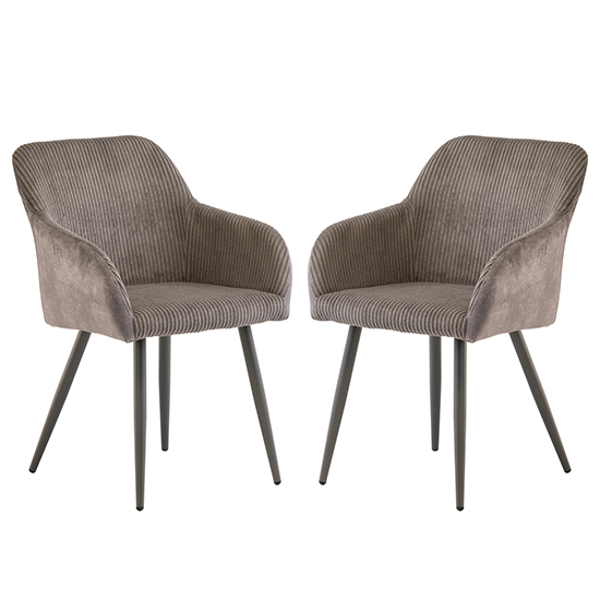 Glen Grey Corduroy Velvet Dining Chairs In Pair