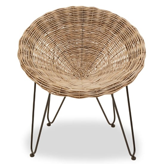 Photo of Glena kubu rattan rounded bedroom chair in natural