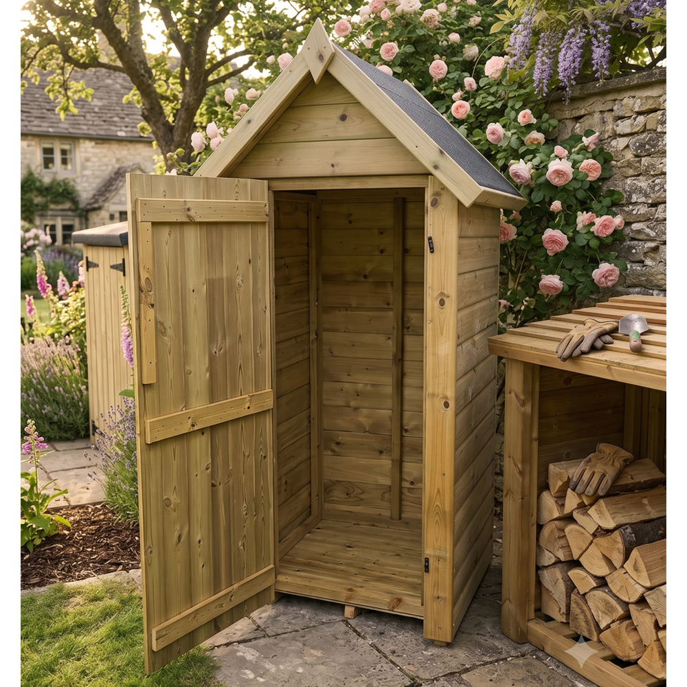 Glendive Wooden Garden Tool Shed In Natural