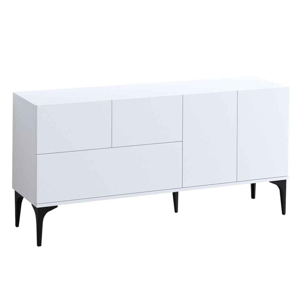 Gleno Wooden Sideboard with 4 Doors in White and Black