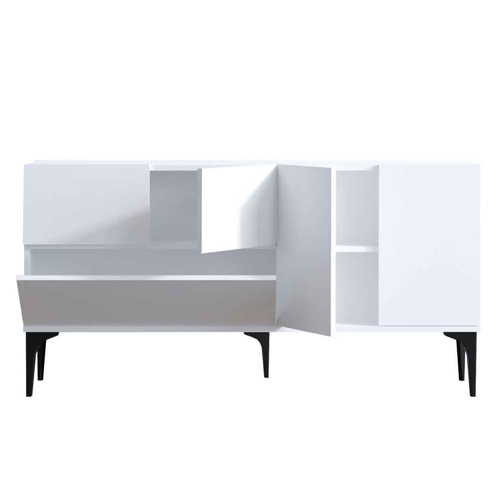 Gleno Wooden Sideboard with 4 Doors in White and Black