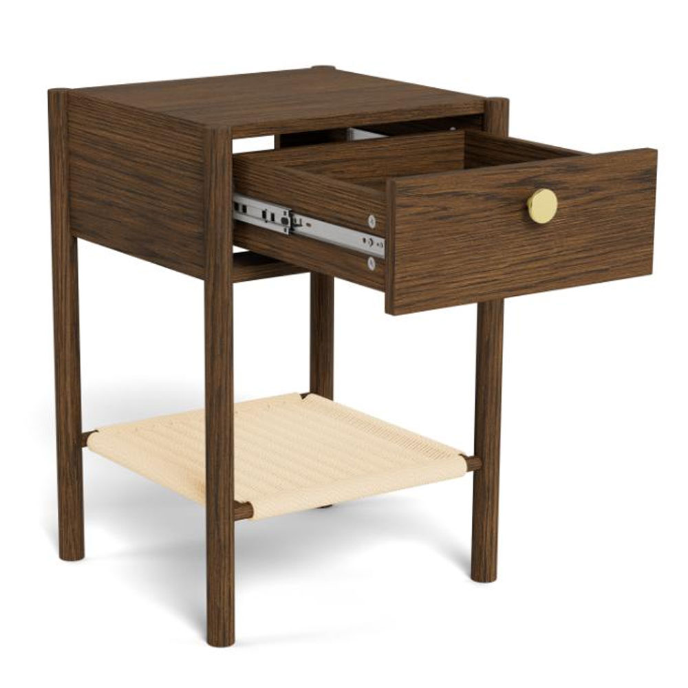 Glenora Wooden Bedside Cabinet in Smoked Oak