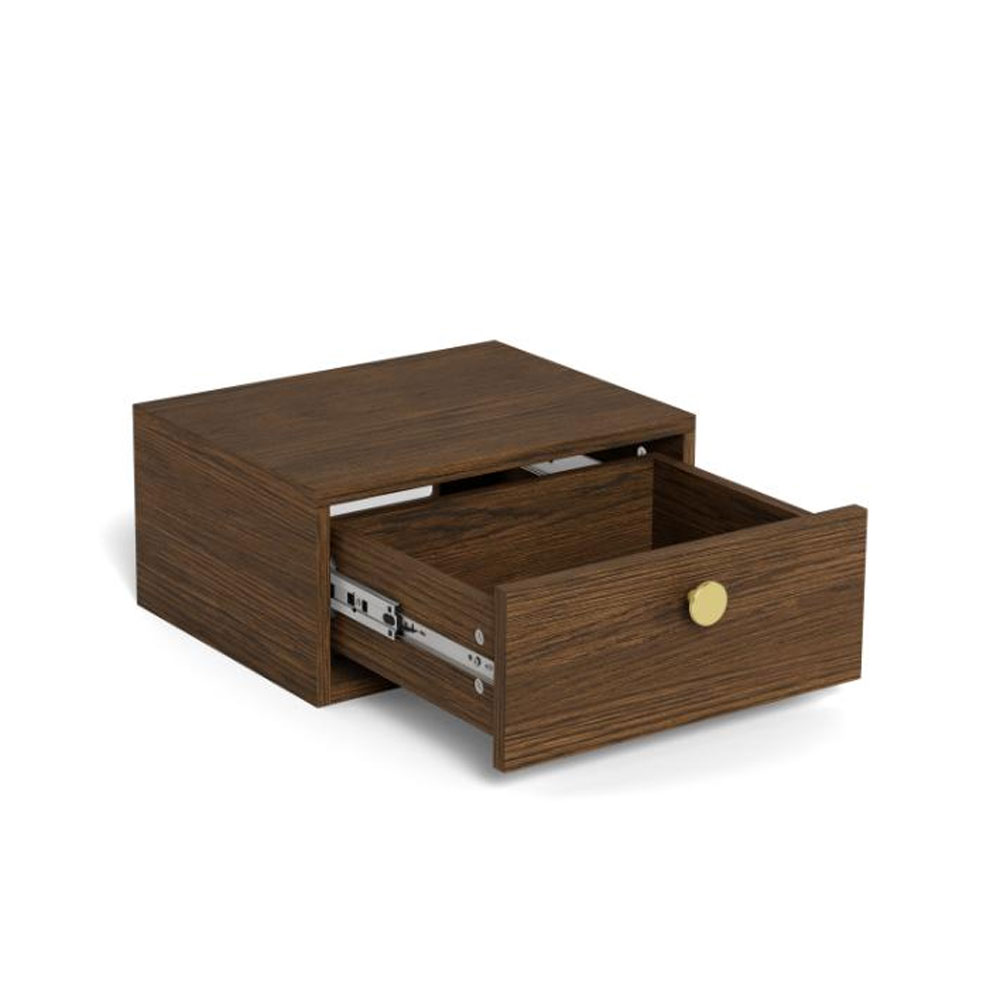 Glenora Wooden Wall Mounted Bedside Cabinet in Smoked Oak