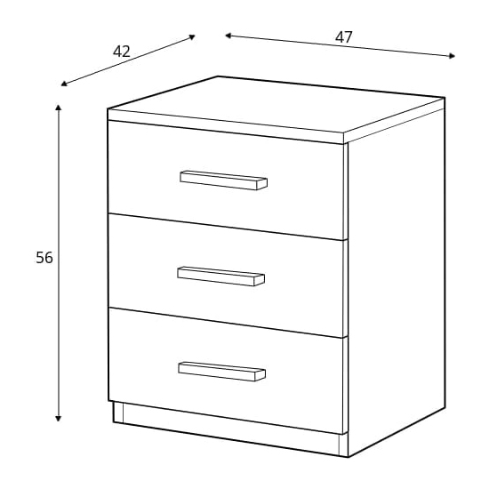 Glens Wooden Bedside Cabinet With 3 Drawers In Monastery Oak